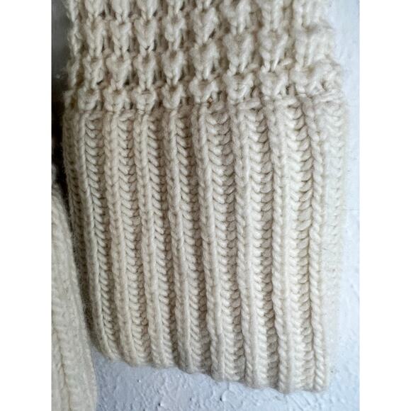 Vintage Old Navy Chunky Wool Knit Zip-Up Ivory Sweater Cardigan Medium - Picture 8 of 9